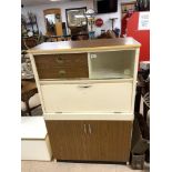 VINTAGE 1950S/60S KITCHEN UNIT BROWN AND CREAM 132.5 X 86 X 41CM