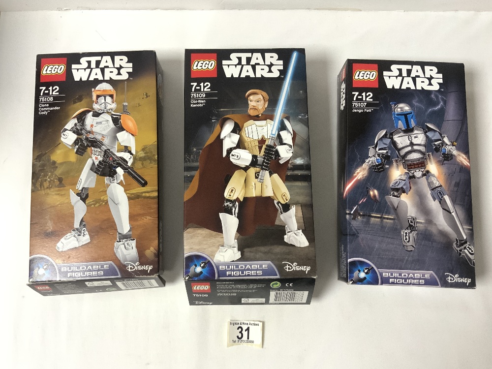 THREE LEGO STAR WARS FIGURES IN BOXES, OBI-WAN KENOBI 75109, CLONE COMMANDER CODY 75108, AND JANGO - Image 3 of 5