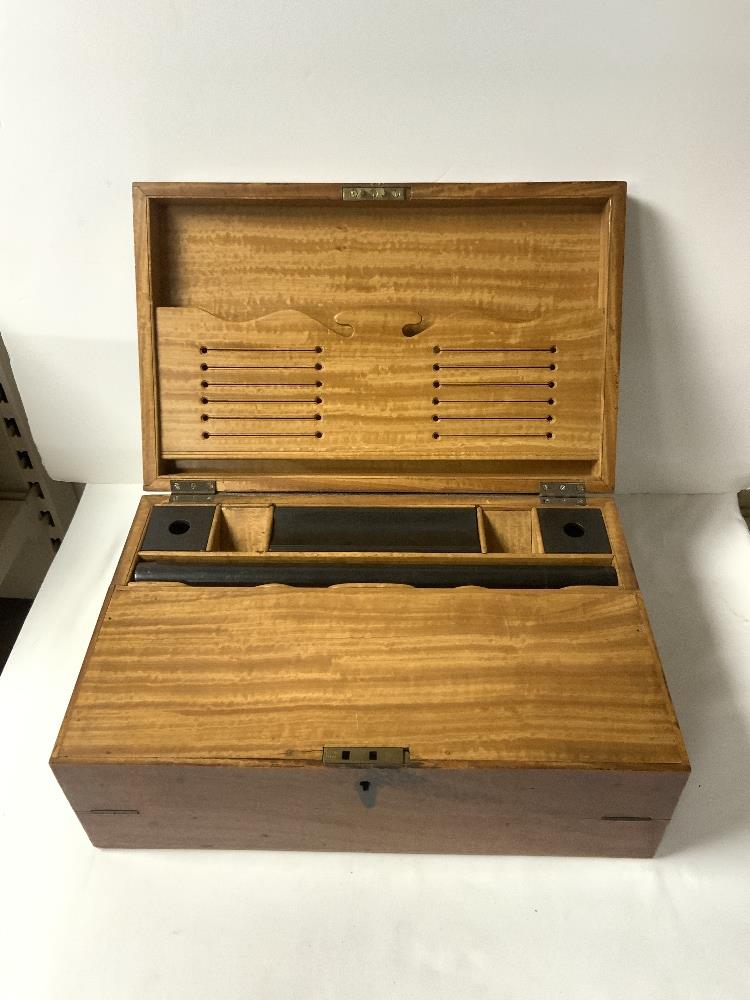 VICTORIAN SATINWOOD FOLDING WRITING BOX, WITH EBONY FITTINGS AND SECRET DRAWERS!. - Image 7 of 8