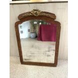 BIRDS EYE MAPLE EMPIRE STYLE OVERMANTLE BEVELLED MIRROR, 74X105 CMS.