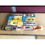 NINE CORGI CLASSICS COLLECTION HAULAGE LORRYS, IN BOXES, AND A CORGI CLASSICS JAMES BOND ASTON