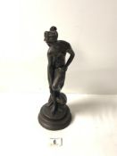 BRONZE EFFECT COMPOSITION FIGURE - FEMALE NUDE 35CM