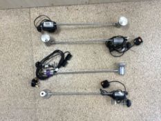 FOUR MODERN CHROME SPOT LIGHTS 55CM