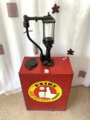 VINTAGE AND ENAMELED -" EXIDE KEEP YOU GOING SERVICE " OIL PUMP. SERIAL NUMBER - N3384X, MADE IN