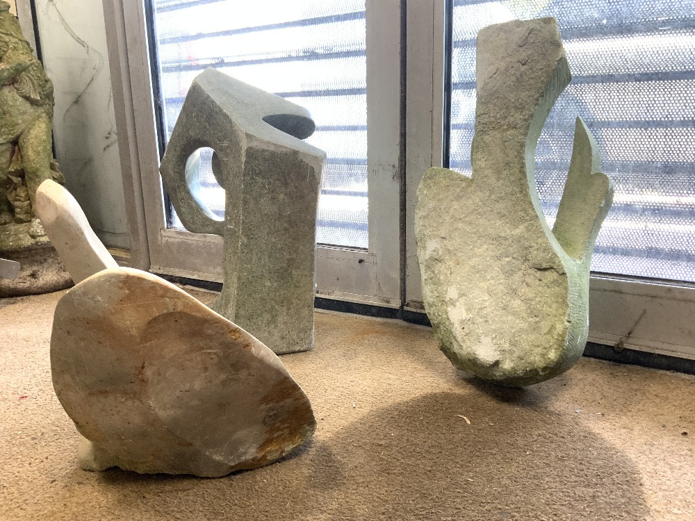 THREE ABSTRACT SCULPTURES MADE FROM STONE LARGEST 52 CM - Image 3 of 3