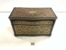 19TH-CENTURY RED TORTOISESHELL AND BRASS INLAID ‘BOULLE’ TEA CADDY (BEAUTIFUL EXAMPLE) 30.5 X 17CM