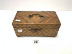 PARQUETRY INLAID TEA CADDY, [ NO INTERIOR, 27 CMS.