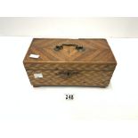 PARQUETRY INLAID TEA CADDY, [ NO INTERIOR, 27 CMS.