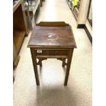 SMALL YEW WOOD SIDE TABLE ON SQUARE LEGS, 40X60 CMS.