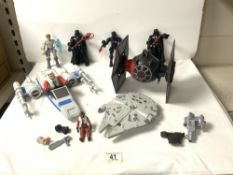 QUANTITY OF STAR WARS FIGURES/MODELS - DARTH VADER, MILLENIUM FALCON, STAR FIGHTER AND MORE.