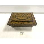 EARLY VICTORIAN PENWORK JEWELLERY BOX 29 X 22CM