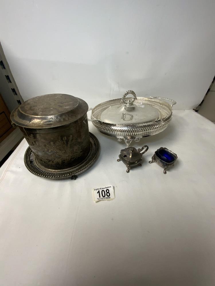SILVER-PLATED ENTRE DISH AND OTHER PLATED WARES. - Image 2 of 3