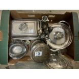 SILVER-PLATED ENTRE DISH AND OTHER PLATED WARES.