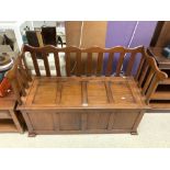 VINTAGE MAHOGANY SETTLE 117 X 50CM A/F