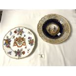 MEISSEN PORCELAIN CABINET PLATE WITH PAINTED SCENE OF LOVERS, AND PIERCED BORDER [REPAIR TO BORDER];