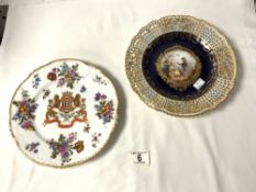 MEISSEN PORCELAIN CABINET PLATE WITH PAINTED SCENE OF LOVERS, AND PIERCED BORDER [REPAIR TO BORDER];