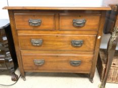 LATE VICTORIAN MAHOGANY 4 DRAWER CHEST OF DRAWERS, 90X46X86 CMS.