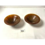 PAIR OF BUFFALO HORN BOWLS;14.5CM