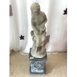 CONCETE FIGURAL LADY ON PLINTH 100CM