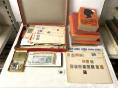 FIVE STAMP ALBUMS - STANLEY GIBBONS, THE WORLD ALBUM, IMPROVED STAMP ALBUM WITH TWO OTHERS,