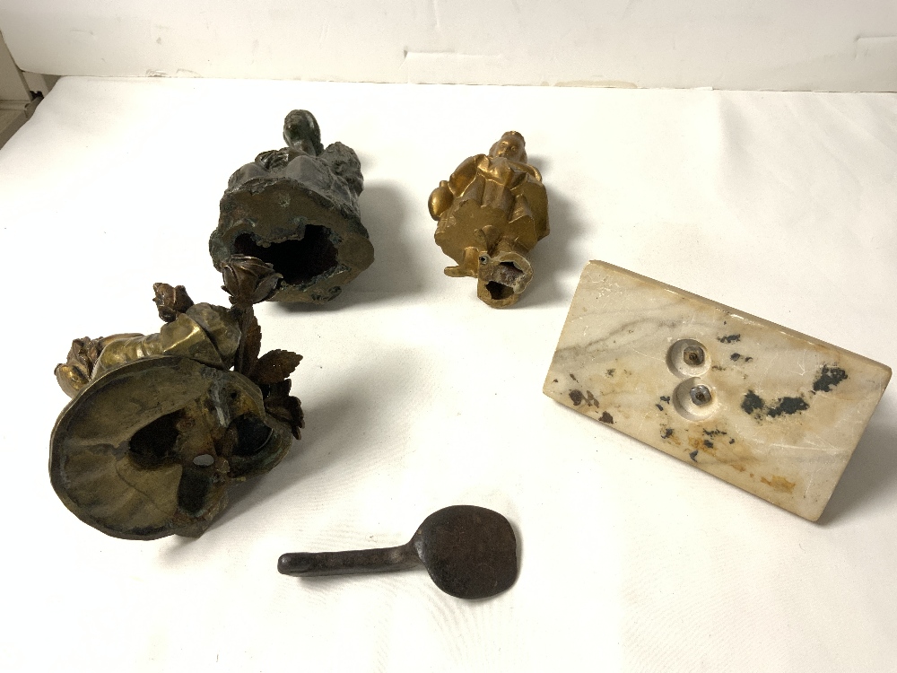 THREE BRONZE FIGURES; ONE BEING A INKWELL, ALSO ONE OTHER - Image 5 of 6
