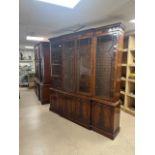 REPRODUX TWO LARGE BREAKFRONT BOOKCASES IN MAHOGANY 214 X 204CM