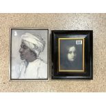 TWO PORTRAIT PRINTS YOUNG GIRL AND ARAB GENTLEMAN LARGEST 35 X 26CM