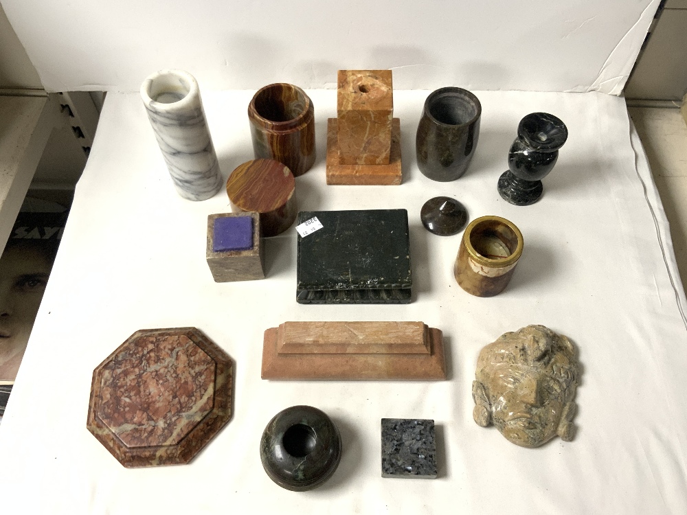 ROUGE MARBLE MATCH STRIKE, MARBLE POTS AND COVERS, MARBLE FACE CARVING AND MORE. - Image 3 of 4