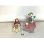 TWO ROYAL DOULTON FIGURINES GRANNYS SHAWL (HN1647) AND AUTUMN BREEZES (HN1911)