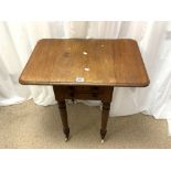 SMALL MAHOGANY DROP END TABLE WITH DOUBLE DRAWERS