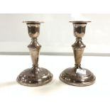 MAPPIN & WEBB PAIR OF SILVER-PLATED CANDLESTICKS 17CM, ONE A/F