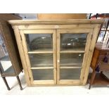 VICTORIAN PINE DISPLAY CABINET 127 X 120CM