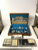 PART CANTEEN OF SILVER-PLATED CUTLERY, BOXED SET KNIVES AND 2 PART BOXED SETS.