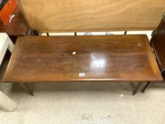 ROSEWOOD COFFEE TABLE ON FLUTE AND BRASS LEGS 120 X 48CM