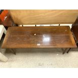 ROSEWOOD COFFEE TABLE ON FLUTE AND BRASS LEGS 120 X 48CM