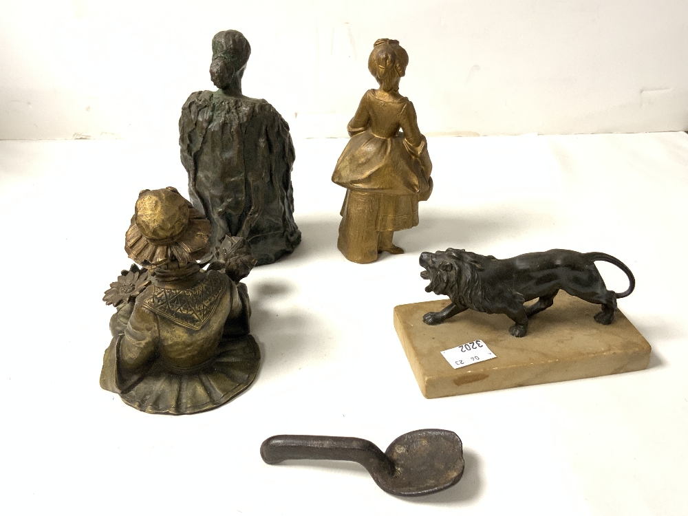 THREE BRONZE FIGURES; ONE BEING A INKWELL, ALSO ONE OTHER - Image 3 of 6