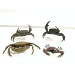 FOUR DECORATIVE CRABS METAL AND BRASS