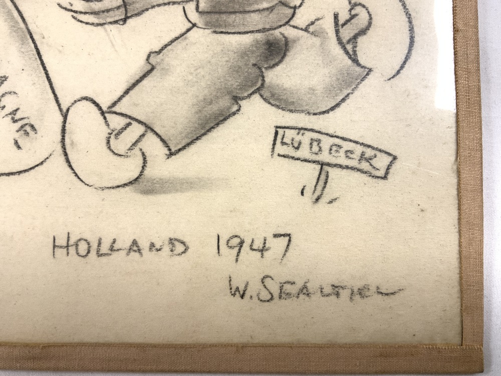 PENCIL SKETCH BY W. SEALTIEL HOLLAND 1947 DRAWN IN TRANSIT CAMP 22 X 28CM - Image 3 of 4