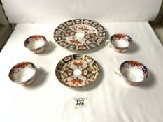 ROYAL CROWN DERBY CONSISTING OF FOUR CUPS AND TWO PLATES