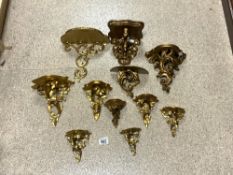 ELEVEN GILDED WALL SCONCES INCLUDES PEERART