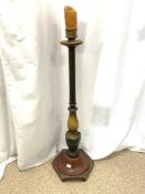 LARGE WOODEN CARVED PAINTED CANDLESTICK 86CM