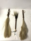 THREE VINTAGE AFRICAN FLY WHISKS.