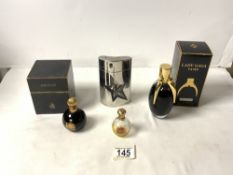 SMALL FRENCH GLASS SCENT BOTTLE, PERFUME - ARPEGE LANVIN, LADY GAGA AND THIERRY MUGLER.