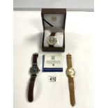 1960s GENTS SEKONDA GOLD-PLATED WRIST WATCH, THE KINGS SHILLING COMMEMORATIVE WRIST WATCH, AND A