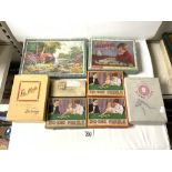 EIGHT VINTAGE JIGSAW PUZZLES IN BOXES.
