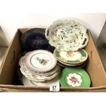 A RIDGEWAY CERAMIC PLATE, LIMOGES COMMEMORATIVE PLATE, AND VARIOUS OTHER PLATES.