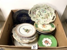 A RIDGEWAY CERAMIC PLATE, LIMOGES COMMEMORATIVE PLATE, AND VARIOUS OTHER PLATES.