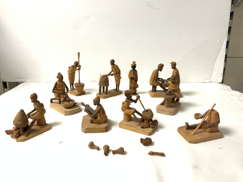 QUANTITY OF CARVED WOODEN AFRICAN FIGURES OF WORK PEOPLE, MADE BY SAMUEL. O. ODOLA. - Image 2 of 6