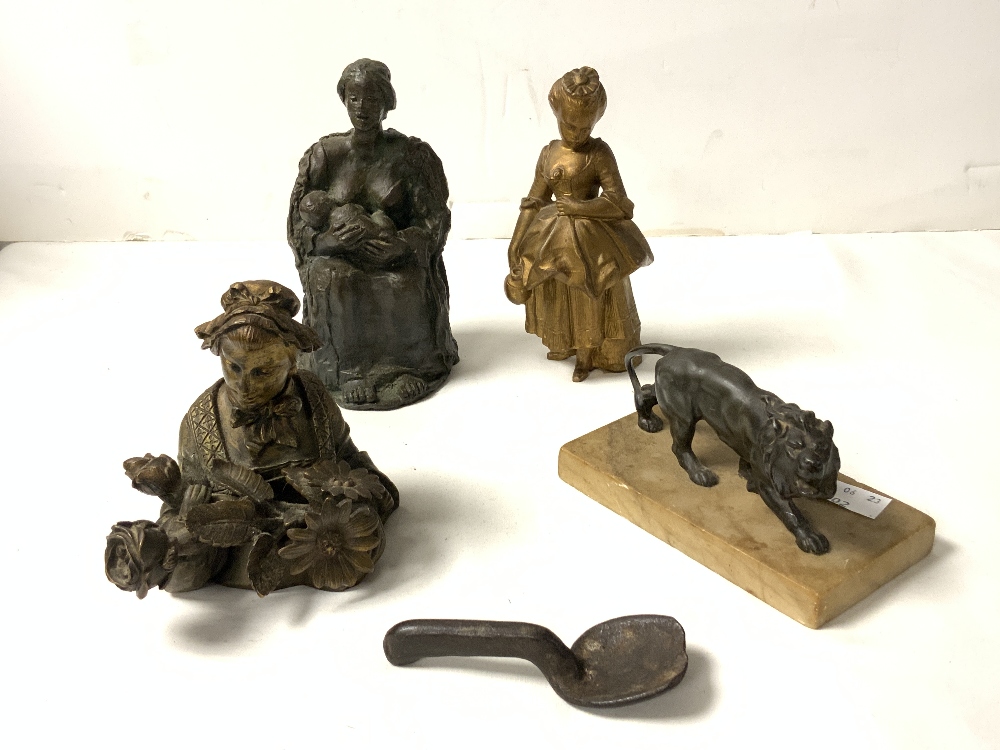 THREE BRONZE FIGURES; ONE BEING A INKWELL, ALSO ONE OTHER - Image 4 of 6