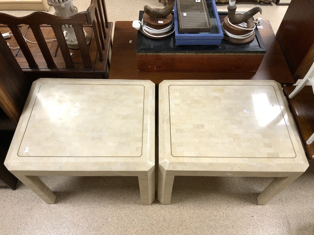 PAIR OF HANDMADE STONE SQUARE SIDE TABLES BY MAITLAND AND SMITH 68CM WITH A SINGLE CHINESE - Image 4 of 5